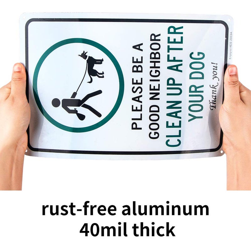 Enjoyist 2 Pack Clean Up After Your Dog Sign, Clean Up After Your Pets, Be a Good Neighbor Sign, 12"x 8" .040 Rust Free Aluminum â€“ Reflective, UV Protected and Weatherproof - Image 3